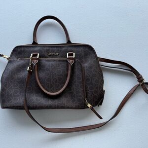 Calvin Klein Dark Brown Logo Satchel